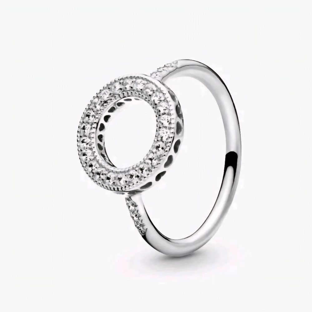 Ring Pandora Round Hollow Circle Plata 925 Sterling Silver Halo Sparkling CZ